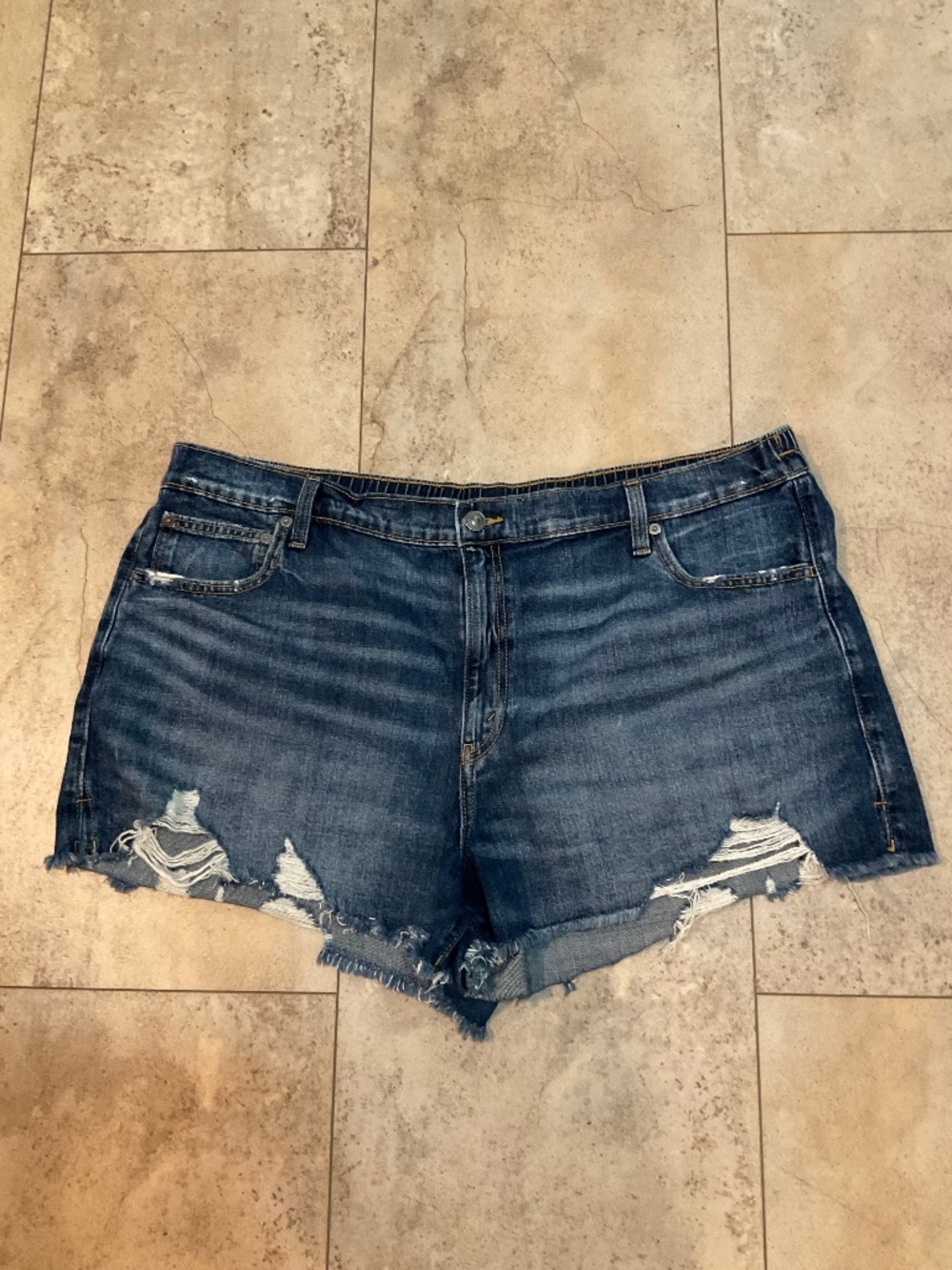 Aerie Jean Shorts Women’s Size XXL Blue Denim Cutoff Distressed
